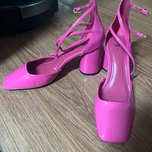 Pink block heels